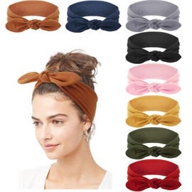 DRESHOW Pack of 8 Women's Headbands, Headbands, Hair Bands, Turban, Elastic Headband, Hair Accessories for Girls, 8 pack: adjustable rabbit ear set-f01