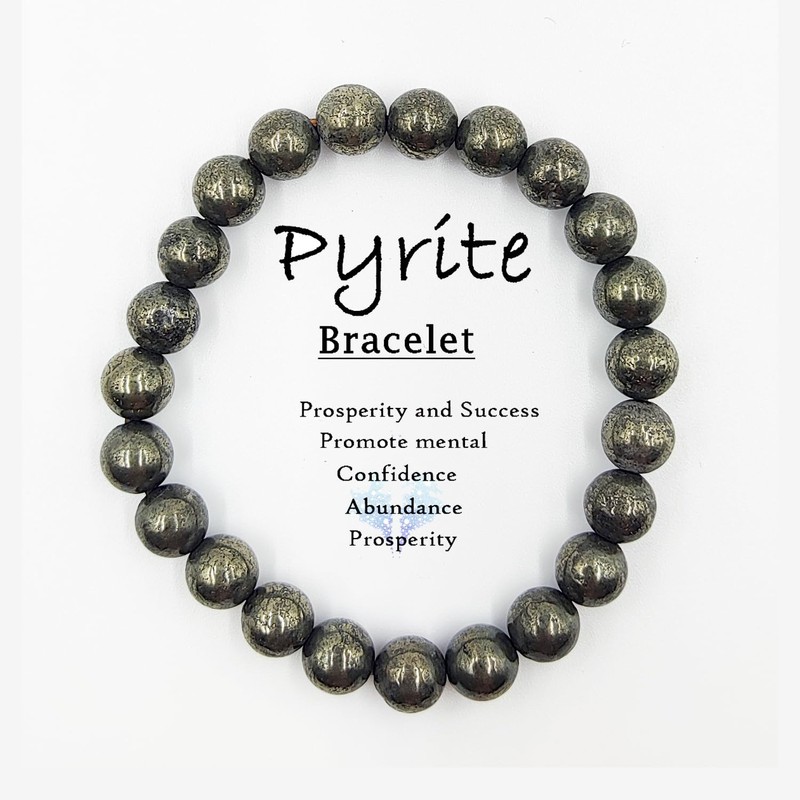 PRECIOUS PEBBLE Pyrite Beaded Elastic Bracelet for Men & Women,