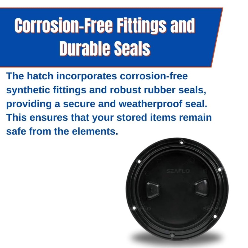 SEAFLO 4" - 8" Black Circular Non Slip Inspection Hatch