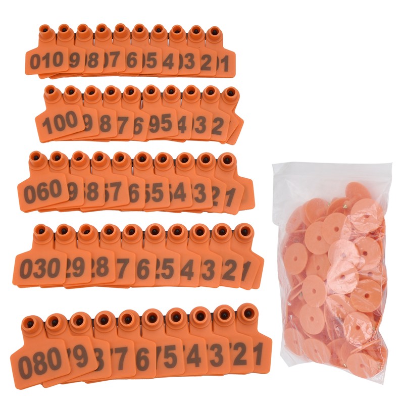 100Pcs TPU Pig Cow Ear Tag with Number 001‑100 Ear