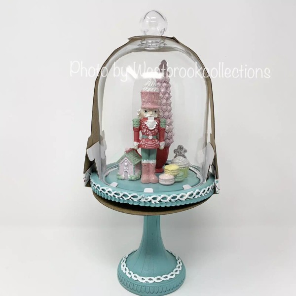 Jingles & Joys NUTCRACKER CLOCHE DOME Pedestal Stand Gingerbread Tree