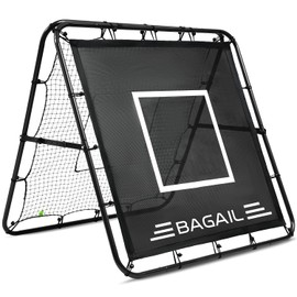 BAGAIL Soccer Rebounder Net, 4 x 4 Ft Pitch Back Baseball Softball Rebounder, Angle Adjustable Rebound Net for Control, Passing Practice, Easy Setup Bounce Back Net Gifts for Training - Black
