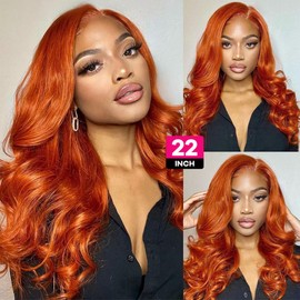 Beaushine 10A Bundles with Closure Human Hair Brazilian Body Wave Bundle Human Hair, 350 Ginger Colored Human Hair Bundle with Closure 20 22 24+20 inch Body Wave Bundle with Free Part Lace Closure