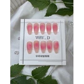 White peach syrup, peach pink matte cheek fruit nail - long coffin / 백도 시럽, 피치 핑크 매트 무광 치크 과일 네일 - 롱 코핀