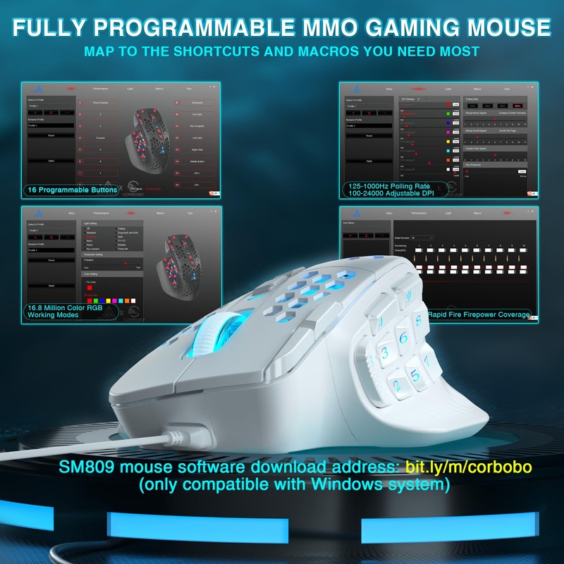 SOLAKAKA SM809 MMO Gaming Mouse Wired RGB with 9 Side