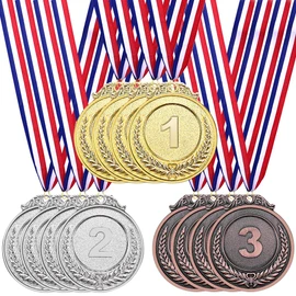 Zerdie 12 Piezas Metal Winner Gold Silver Bronze Award Medals, 5cm Medallas de Premio al Ganador con Cinta, Medallas de Oro para Premios, Medallas de Dorado para Ganadores
