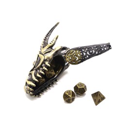 2024 Dragon Necklace for DND Dice Set, 7-in-1 Dragon Metallic D&D Dice with Gift Case for Dungeons and Dragon Game, RPG Role Playing Table Game Gifts (Gold)