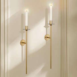 Sziqiqi Wall Candle Holder Gold: Candle Sconces Wall Decor Set of 2 for Dining Room Wall Hanging Candle Sticks Holder for Living Room Fireplace
