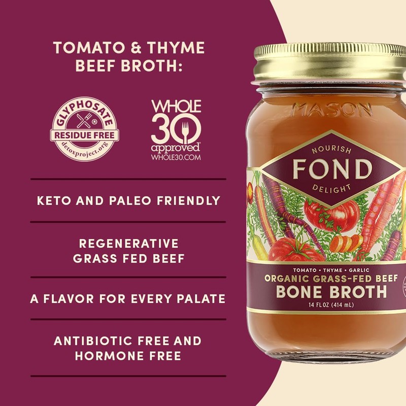 FOND Grass-fed Regenerative Beef Bone Broth infused with Organic Tomato