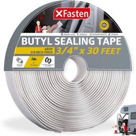 XFasten Butyl Sealing Tape, Gray, 1/8-In x 3/4-In x 30-Foot, Plumbers Putty, RV Sealant, Rubber for Boat Sealing, EDPM