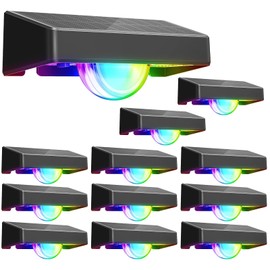 APILAB Solar Fence Lights, 10 Lighting Modes (Fixed/Fade/Flash) with Synchronized Color Change, Bright Auto ON/Off Deck Lighting, IP65 Waterproof Fence Lights for Stair Wall Backyard, 12 Pack