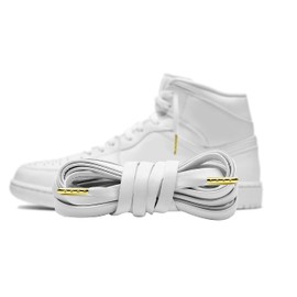 Proof Culture Leather Round Shoe Laces With Gold Metal Tips (White, 54")