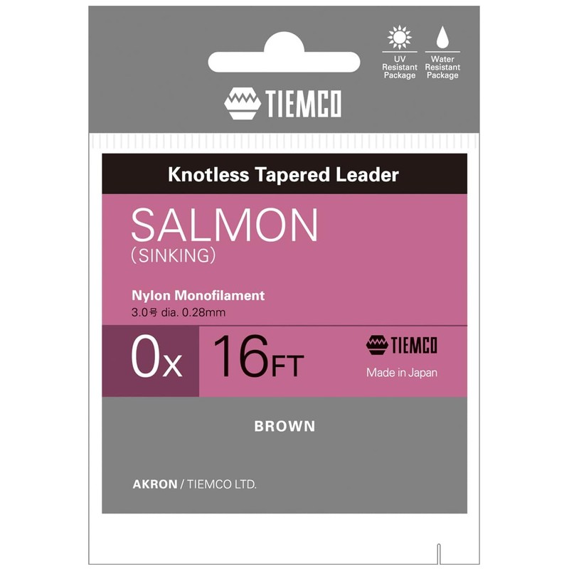 TIEMCO 175002516005 Leader Salmon Sinking Nylon 16FT 04X 27.7lb Brown