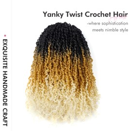 Toyotress Yanky Twist Crochet Hair - 12 Inch 8 Packs (30 Strands/Pcs) Fluffy Spring Mini Twist Passion Twist, 3 Tones Ombre Blonde Pre-Looped Crochet Braids Braiding Hair (12 Inch, OT27/613-8P)
