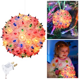6” Christmas Starlight Sphere Outdoor Clear Lighted Ball Hanging Lights 100 Replaceable Bulbs for Xmas Indoor Party Wedding Home Commercial Decorations, Stackable Plug