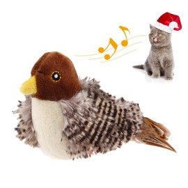 PETGEEK GiGwi Interactive Cat Feather Toy, Melody Chaser Chirpy Bird Cat Toy Plush Toys for Cats, Squeak Cat Toys for Indoor Cats