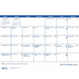 2023 Parish Wall Calendar: September 2022 through December 2023