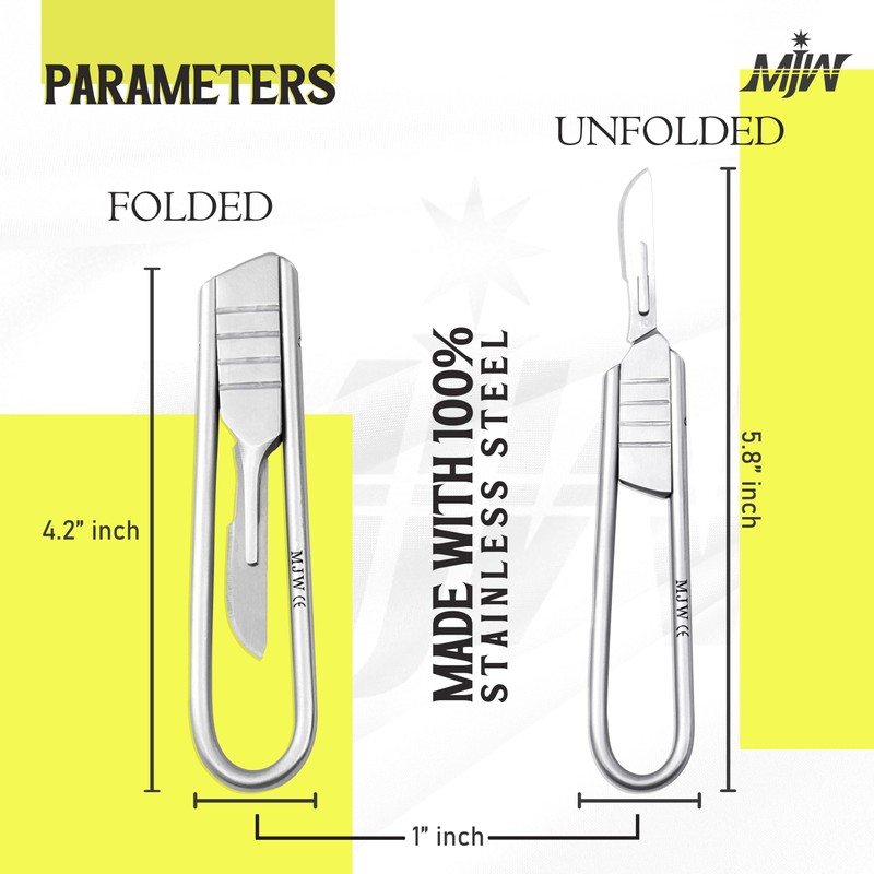 MJW Foldable Scalpel Handle No. 3 with 10 Blades Scalpel