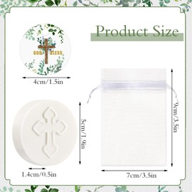 Heigble 50 Pcs Cross Soap Baptism Favors Set Baby Baptism Favor Scented Soap Favors for Baby Shower Christening Communion Wedding Bridal Party Guests Decoration (White)