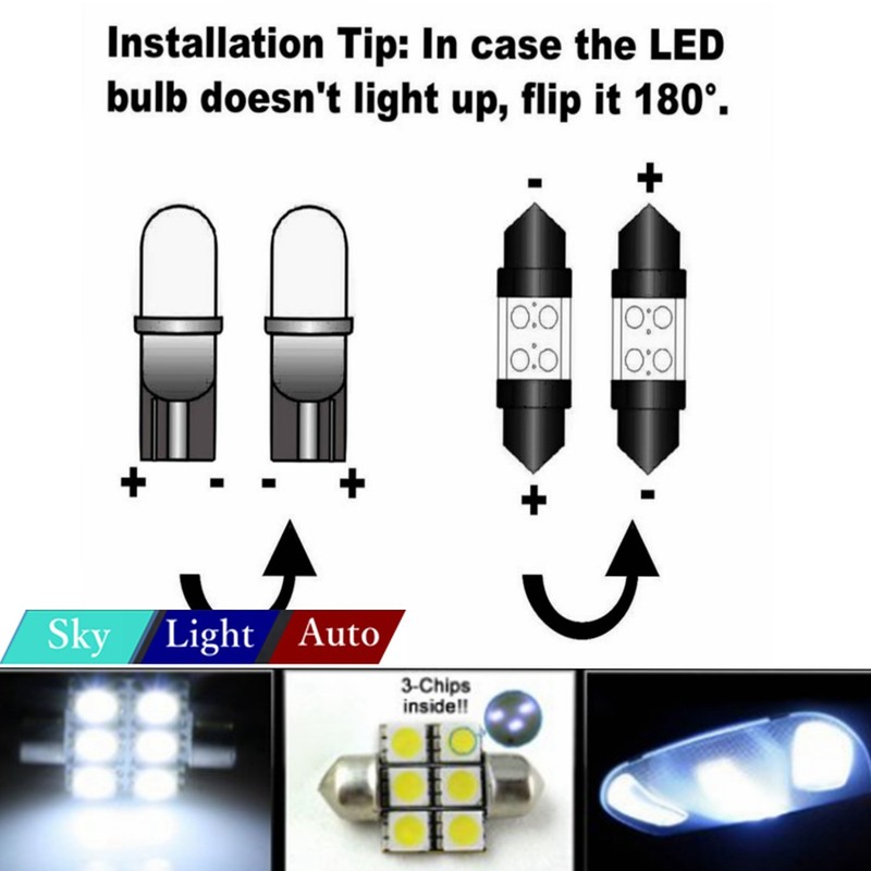 skylightauto 18pcs LED Premium ICE Blue Light Interior Package Deal