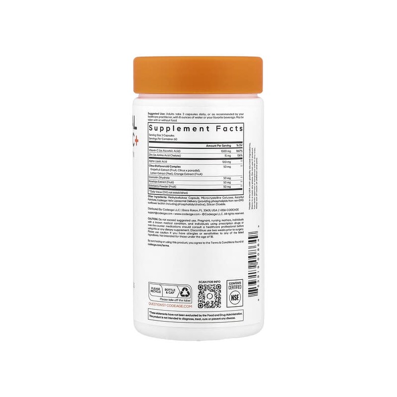 Codeage, Liposomal Vitamin C+, Veggie Capsules 180 tablets / Codeage