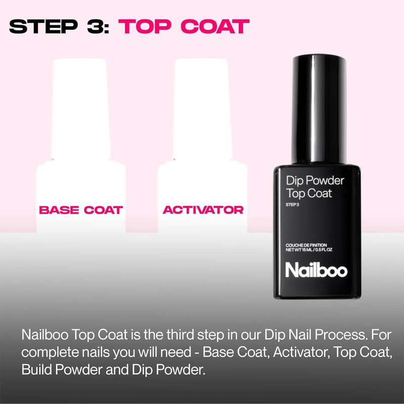 Nailboo Dip Powder Essential Liquid, Top Coat for Nail Dip