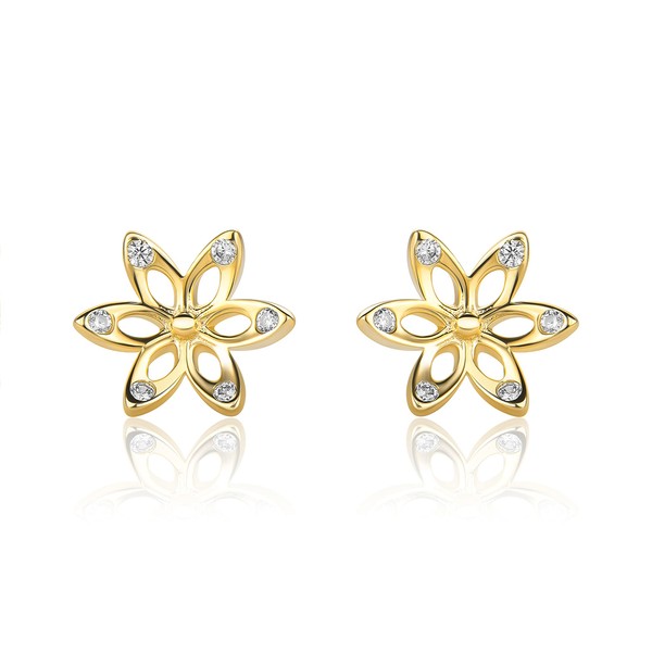 9ct Small Flower Stud Earrings in 375 Yellow Gold with