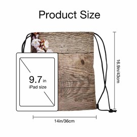 Sotunad Drawstring Bag Sports Backpack Spring Blossom Tree Flower Branch Wooden Background Sutiable for Dance Sports Beach Short Travel Stroage 14x16.9 Inch