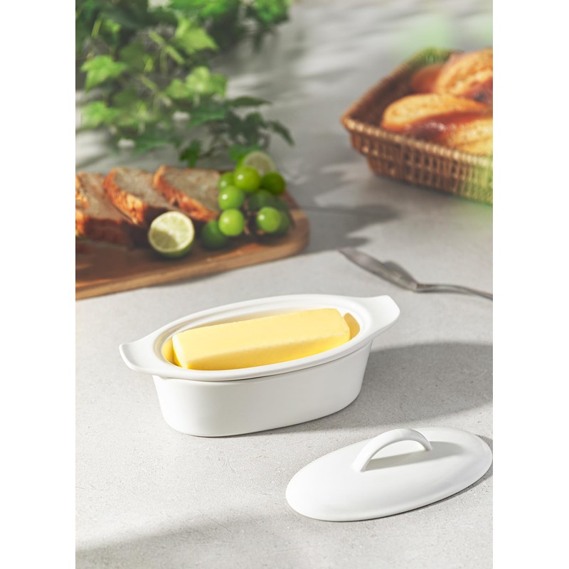 3PCS Large Butter Dish with Lid, Porcelain Butter Keeper with