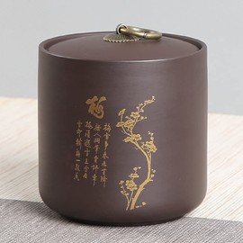 JinRu BaoHua China Purple Sand Tea Sealing Jar, Coffee Storage, Nut Storage, Candy Storage (Plum Blossoms，Orchids)