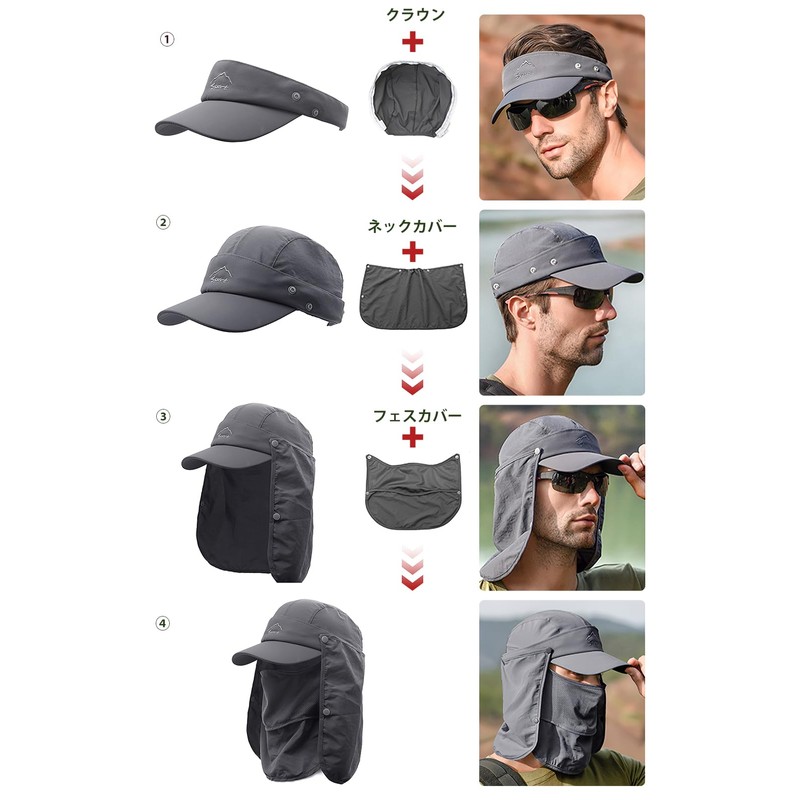 LeafIn 9071 Men's Hat, Cap, Fishing Hat, Wide Brim, Shade