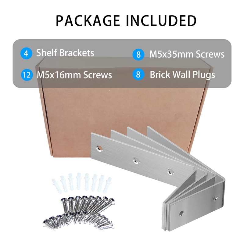 YUMORE Shelf Bracket, 7 Inch L Brackets Heavy Duty, Stainless