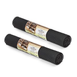 SteadMax Shelf Liner, 15 inches x 6 feet Total, Non-Slip Ultra-Grip Mats for Kitchen or Bathroom Shelves, Cabinets, Pantry, Non-Adhesive Drawer Liner, Durable, Strong, Black (2 Pack)