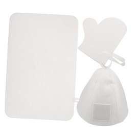Healvian Breathable Felt Sauna Hat Glove and Cushion Set for Women Soft Skin Friendly Bath Accessories Hair Protection Sauna Cap with Comfortable Felt Mat and Bathroom Use