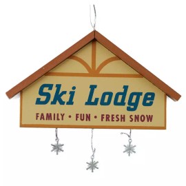 Factory Direct Craft Ski Lodge Wintry Sign Ornament | 6 Pieces