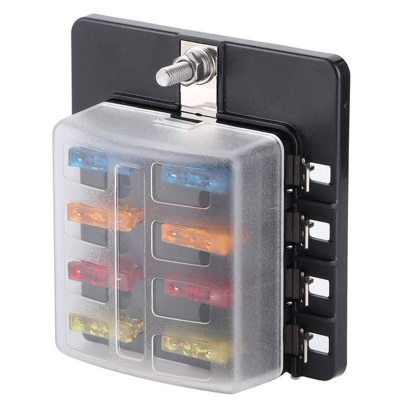 8-Way Blade Fuse Block, 8‑Way Terminal Fuse Box Car Boat