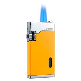 JOBON Pocket Blow Torch Lighter, Small Portable Butane Premium Pretty Professional Quality Multipurpose Refillable Reusable Flint Lighter for Candle (Gas Not Included) (Yellow)