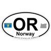 US Decal, Inc. Norway, Oregon Oval Sticker with State Flag
