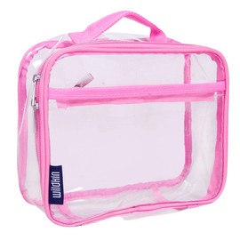 Wildkin Kids Insulated Lunch Box – Durable and Reusable for School & Travel - Clear w/Pink Trim