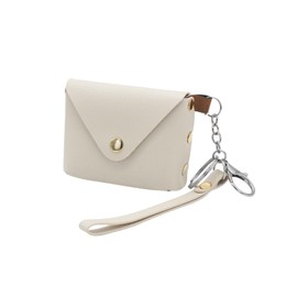 MultiValue Coin Purse, Leather Keychain Wallet Small Wallet Portable Cute Mini Womens Wallet Change Purse Pouch with Keychain for Lipstick Coin Change Cash Key Cosmetic (White)