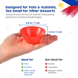 LARGE Size (3.1" x 1.3") 36 Pcs Puto Molder Filipino - Kutsinta Molder for Baking - Puto Mold Cups for Steamer Filipino - Filipino Plastic Molds for Desserts