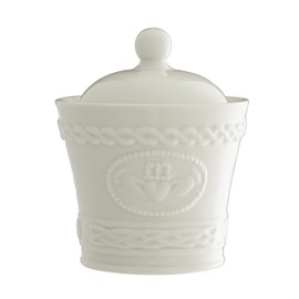 Belleek Pottery Claddagh Sugar/Condiment Bowl, White