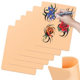 Artificial Skin Tattoo, Tattoo Skin, Pack of 6 Tattoo Exercise Skin, 6 Pieces Tattoo Practice Skin Upgrade Thickened 20 x 15 x 0.3 cm, for Tattoo Accessories, Tattoo Skin, Fake Skin