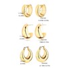 Gold Chunky Hoop Earrings Set for Women, 14K Gold Plated