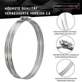 MARKENZEUG Premium Hose Clamps Set I Stainless Steel Hose Clamps I Pipe Clamps I Screw Clamps Rustproof I For Washing Machine & Pool or Car I 32-50 mm Diameter I Set of 10