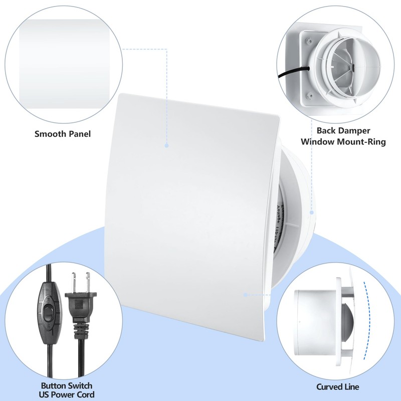 4inch Exhaust Fan, Window Wall Mount Vent Extractor Fan w/Button