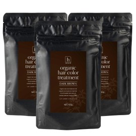 Henna Hair Dye, Dark Brown, Black Brown, Organic Hair Color, Treatment, Color, Herbs, Powder, No Synthetic Ingredients, Gentle on Hair and Scalp, Hair Color HENNA (h Natural), 10.6 oz (300 g) (3 Bags