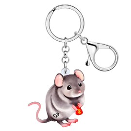 LONYOO Acrylic Cute Mouse Keychain Car Key Wallet Jewelry Keyring Anime Rat Keychain Gifts for Women Girls Charms (Brown 226)