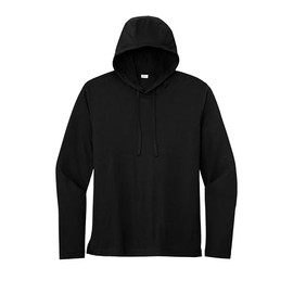 SPORT-TEK PosiCharge Tri-Blend Wicking Long Sleeve Hoodie ST406, Black Triad Solid, X-Large