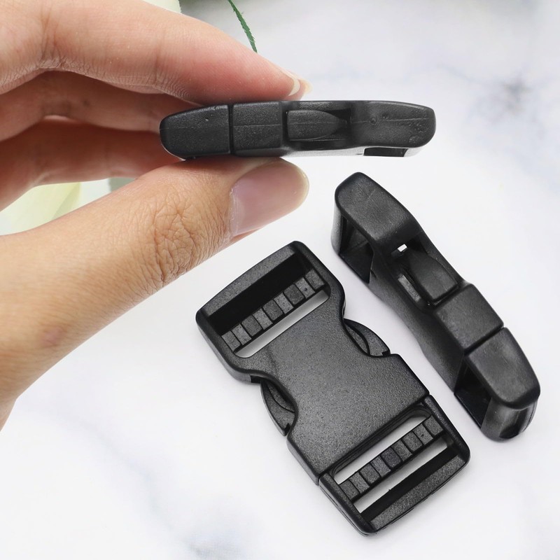DNDGDLUA 2 x 20mm Wide Black Double Sided Plastic Click